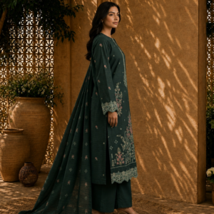moorish courtyard in emerald embroidery