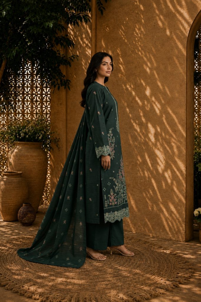 moorish courtyard in emerald embroidery